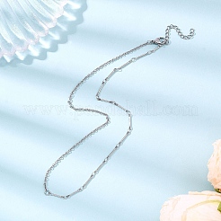 Женские ожерелья из латунной звеньевой цепи и троса из нержавеющей стали 304&nbsp;NJEW-JN05547-02