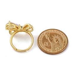 Регулируемая стойка покрытие латунь прозрачный кубический цирконий перстни для женщин&nbsp;RJEW-M028-09G