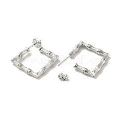 Квадратные серьги-гвоздики из латуни с бамбуковым покрытием&nbsp;EJEW-I268-03P