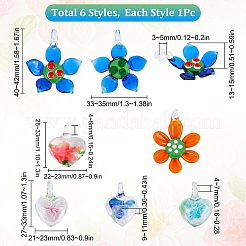 6 шт. 6 стильных светящихся подвесок в стиле лэмпворк ручной работы&nbsp;LAMP-SC0001-19