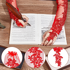 Длинные перчатки без пальцев из полиэстерового кружева с цветочным узором&nbsp;AJEW-WH0348-695A