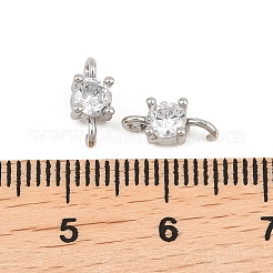 Латунные подвески с гладкими круглыми подвесками-соединителями из прозрачного кубического циркония&nbsp;KK-H538-21B-P