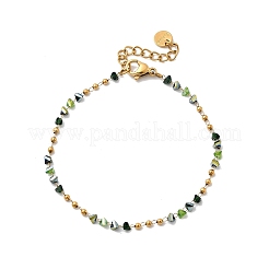 Браслеты-цепочки из нержавеющей стали 304 со стеклянными бусинами для женщин&nbsp;BJEW-K237-24G