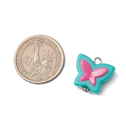 Двухцветные непрозрачные акриловые бусины с железными штифтами с плоскими головками и подвесками в тибетском стиле&nbsp;PALLOY-JF038010