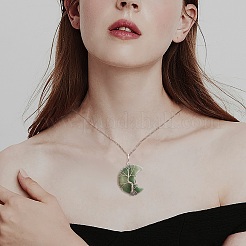 6шт 6 стиля натуральных и синтетических драгоценных камней Древо жизни обернутые проволокой подвески&nbsp;G-SZ0001-66