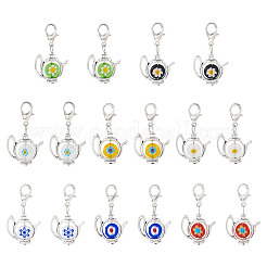 16 шт. 8 подвески ручной работы в стиле миллефиори и сплава&nbsp;HJEW-TAC0125