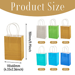 12 шт. 6-х цветные однотонные крафт-бумажные пакеты&nbsp;AJEW-TA0002-64B