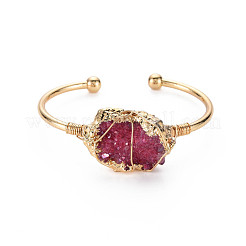 Браслет-манжета из натурального необработанного кристалла агата&nbsp;BJEW-N016-001B