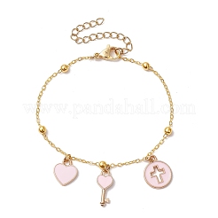 3шт 3 цвета латунные плоские овальные кабельные цепочные браслеты BJEW-JB11602