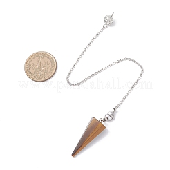 Подвеска-конус из натурального тигрового глаза&nbsp;HJEW-JM03967