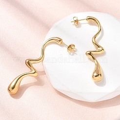 Серьги-гвоздики из нержавеющей стали 304 неправильной формы в форме капли&nbsp;EJEW-P330-02G