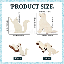 32 шт. 2 стиля кошки и собаки незаконченные заготовки для рисования&nbsp;WOOD-PH0003-74