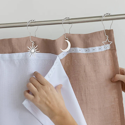 18 шт. 3 стильных железных кольца для занавески для душа в стиле вселенной для ванной комнаты&nbsp;HJEW-OC0001-24-1