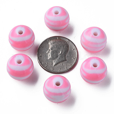 Непрозрачные полосатые акриловые бусины&nbsp;MACR-S373-27B-05-1