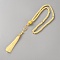 Round Glass Imitation Pearl Beaded Decorations, Polyester Silk Tassel Hanging Ornaments, Light Khaki, 420x13.5x13.5mm