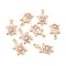 Alloy Enamel Pendants, Light Gold, Tortoise, Camellia, 24~24.5x13.5x5mm, Hole: 1.8mm