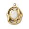Natural White Agate Pendants, Oval Charms, with 304 Stainless Steel Settings, Real 18K Gold Plated, 21x16x6mm, Hole: 1.8mm