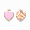 Alloy Enamel Charms, Heart, Light Gold, Pink, 12x10x2mm, Hole: 2mm