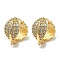 Leaf Shape Rack Plating Brass Micro Pave Cubic Zirconia Hoop Earrings Findings, Cadmium Free & Lead Free, Long-Lasting Plated, Golden, 19 Gauge, 16.2x15.5x9.1mm, Hole: 1mm, Pin: 0.9mm