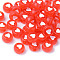 Transparent Acrylic Beads, Flat Round with White Heart, Red, 7x3.5mm, Hole: 1.8mm, about 3700pcs/500g