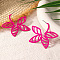 Alloy Stud Earrings, Flower, Fuchsia, 48x43mm