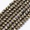 Natural Pyrite Beads Strands, Faceted, Round, 2mm, Hole: 0.5mm, about 175pcs/strand, 14.9 inch(38cm)