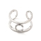 Clear Cubic Zirconia Initial Letter Open Cuff Ring, Platinum Brass Double Line Ring for Women, Lead Free & Cadmium Free, Letter.C, US Size 6(16.5mm)