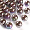 Opaque Acrylic Beads, AB Color Plated, Round, Camel, 16x15mm, Hole: 2.8mm
