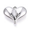 Acrylic Pendants, Heart Charms, Silver, 35.5x44x14.5mm, Hole: 3.5mm