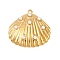 304 Stainless Steel & ABS Plastic Imitation Pearl Pendants, Ion Plating(IP), Shell Shape, 28x29.5x5mm, Hole: 1.8mm