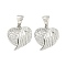 Brass Micro Pave Clear Cubic Zirconia Pendants, Heart, Platinum, 16x15x4mm, Hole: 6x3.5mm