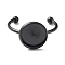 304 Stainless Steel Open Cuff Ring Components, Pad Ring Settings, Flat Round, Electrophoresis Black, Inner Diameter: 18.8mm, Tray: 10mm