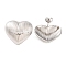 Tarnish Resistant 304 Stainless Steel Stud Earrings, Heart with Stripe, Stainless Steel Color, 22x25mm