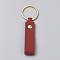 Iron & PU Leather Keychian, Rectangle, FireBrick, 9.5cm