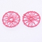 Wrapped Wire Iron Pendants, Flat Round, Pink, 30x3.5mm