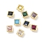 Square Brass Micro Pave Cubic Zirconia Cabochons, Rack Plating, Long-Lasting Plated, Lead Free & Cadmium Free, Real 18K Gold Plated, Mixed Color, 5x5x3.5mm