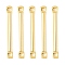 Brass Connector Charms, Bar Links, Cadmium Free & Nickel Free & Lead Free, Real 18K Gold Plated, 15x1.8x1mm, Hole: 0.9mm