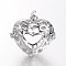 Eco-Friendly Rack Plating Brass Cage Pendants, For Chime Ball Pendant Necklaces Making, Hollow Heart, Cadmium Free & Nickel Free & Lead Free, Platinum, 30.5x31x17mm, Hole: 9.5x4mm, inner: 25.5x23mm