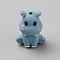Silicone Beads, Blue, Hippo, 28x21x15.5mm, Hole: 3mm