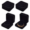 Square Velvet Bracelet Display Boxes, Jewelry Storage Gift Case for Bracelet, Bangle, Black, 9x9x4.15cm