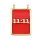 Brass Enamel Pendants, Rectangle with Number Charms, Lead Free & Cadmium Free, Long-Lasting Plated, Real 18K Gold Plated, Rack Plating, Red, 18.5x12x3mm, Hole: 1.2mm