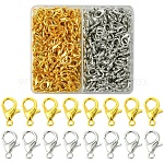 300 шт. 2 цвета из цинкового сплава, застежки в виде когтей лобстера, застежки на спусковой крючок, без кадмия и без свинца, ювелирная фурнитура для плетения бижутерий, платиной и золотом, 12x6 мм, отверстие : 1.2 мм, 150 шт / цвет