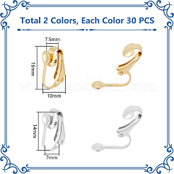 60 шт. 2-х цветная фурнитура для сережек-клипс из нержавеющей стали 304&nbsp;STAS-UN0055-91