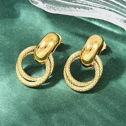 Серьги-гвоздики с двойным кольцом из нержавеющей стали 304&nbsp;EJEW-K268-21G