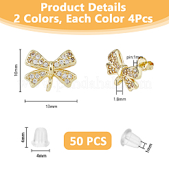 Фурнитура для сережек из латуни и циркония с покрытием стойки&nbsp;KK-DC0004-24