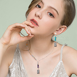 Прямоугольный кулон из сплава с узором Таро&nbsp;HJEW-AB00381