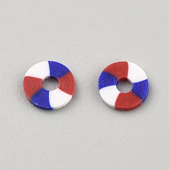 Полимерная глина плоские круглые бусины&nbsp;PORC-WH0050-01