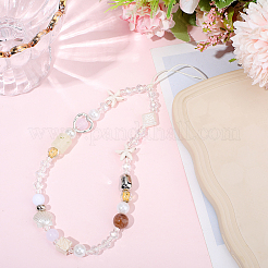 Сплав акриловый искусственный жемчуг телефон ремешок цепи&nbsp;HJEW-WH20019-18