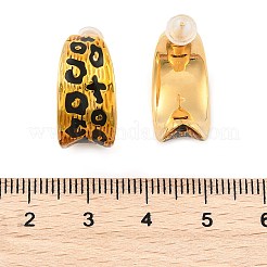 Леопардовый принт латунные эмалевые серьги-гвоздики для женщин&nbsp;EJEW-U055-12D-G