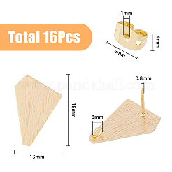 16 шт. многоугольная латунная фурнитура для сережек-гвоздиков&nbsp;KK-FH0006-79